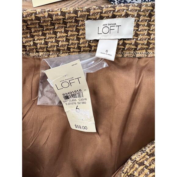 LOFT Tweed Mod Mini Skirt Brown Yellow 6 - Picture 4 of 4